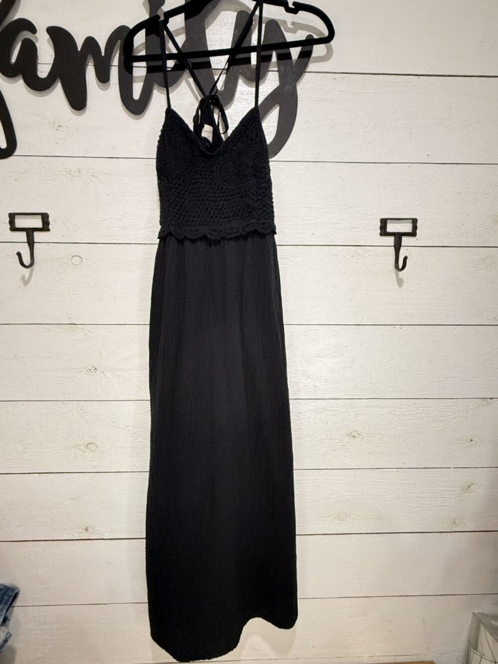 Universal Thread Black Crochet Halter Maxi Dress